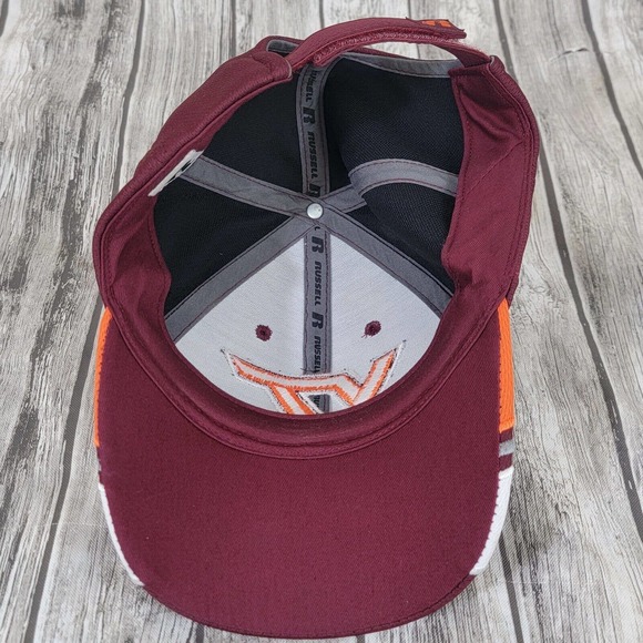 Virginia Tech Hat Russell One Size Hokies Adjustable Embroidered Maroon - Picture 5 of 5